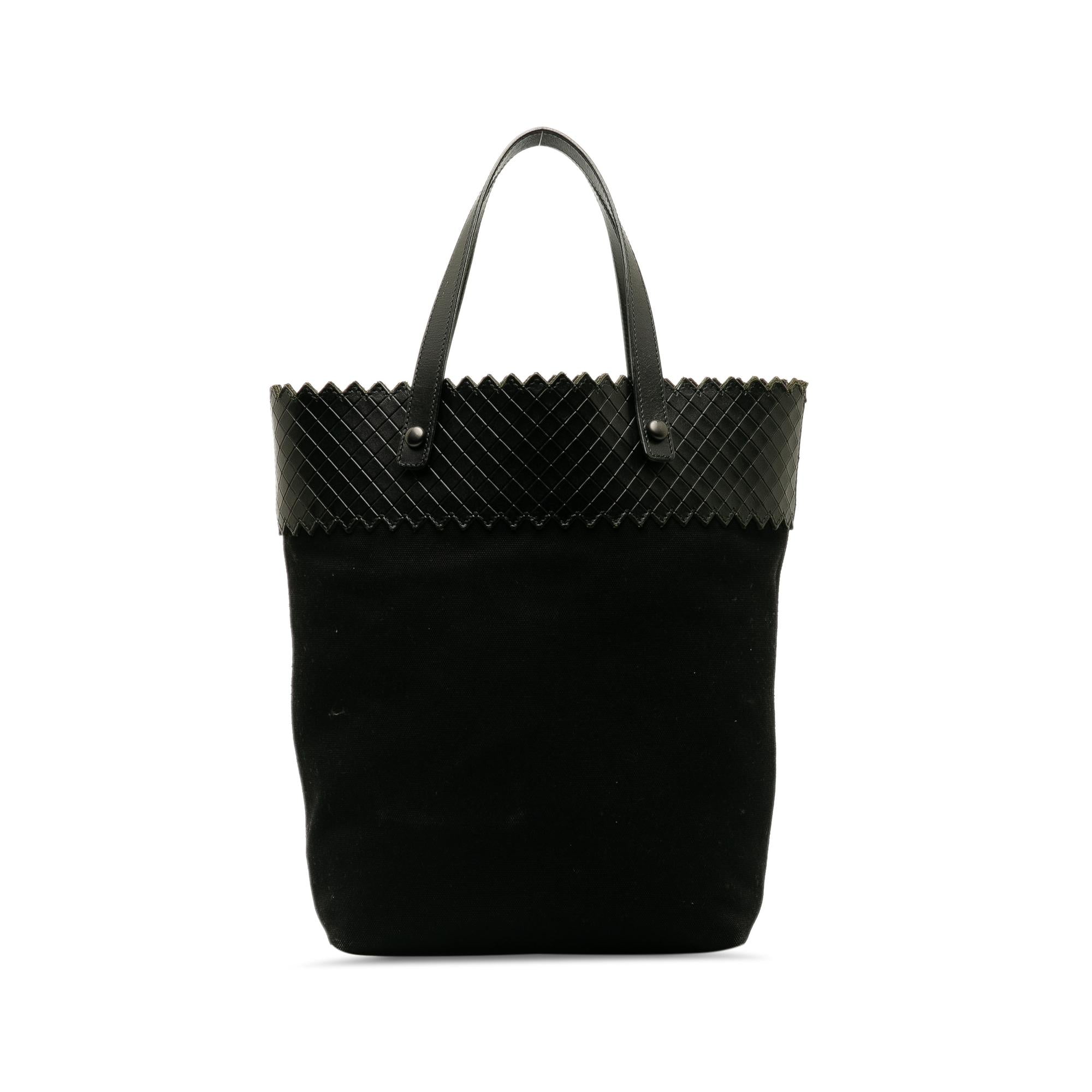Bottega Veneta Intrecciomirage Trimmed Canvas Tote (SHG-OeLhp5)