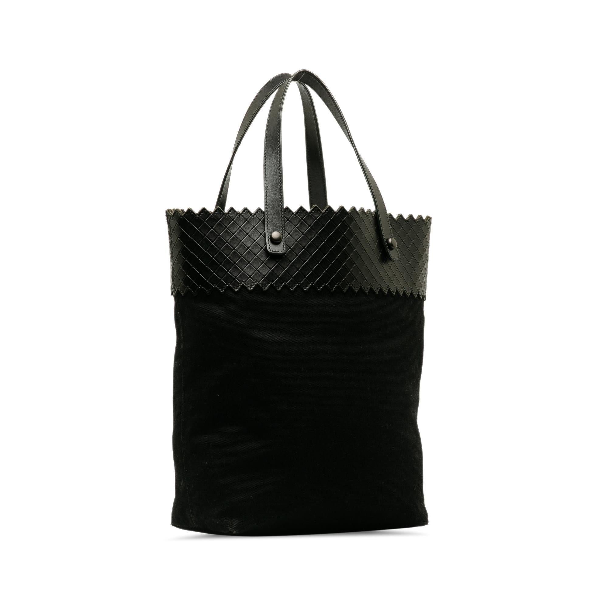Bottega Veneta Intrecciomirage Trimmed Canvas Tote (SHG-OeLhp5)