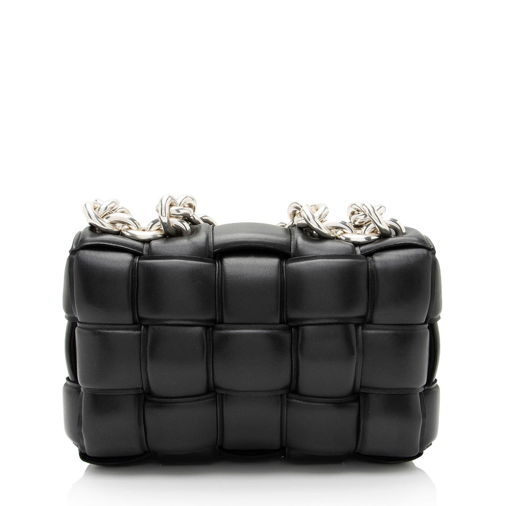 Bottega Veneta Lambskin Cassette Chain Maxi Shoulder Bag (SHF-JbNRjz)