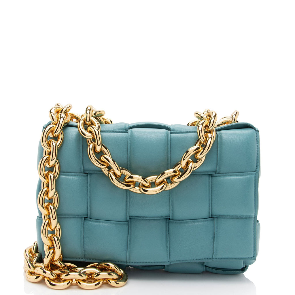 Bottega Veneta Lambskin Cassette Chain Maxi Shoulder Bag (SHF-0QZNRJ)