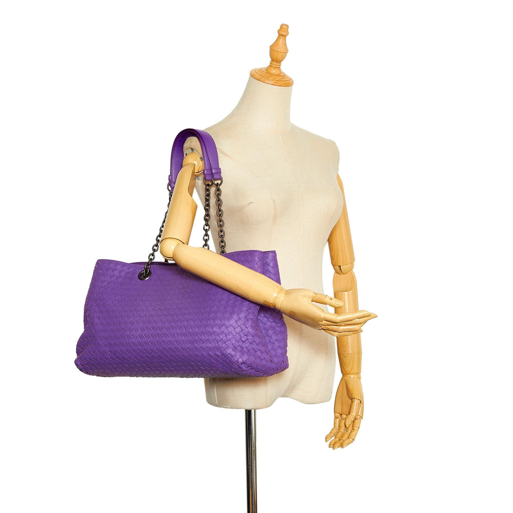 Bottega Veneta Medium Intrecciato Double Chain Tote (SHG-HYch9e)
