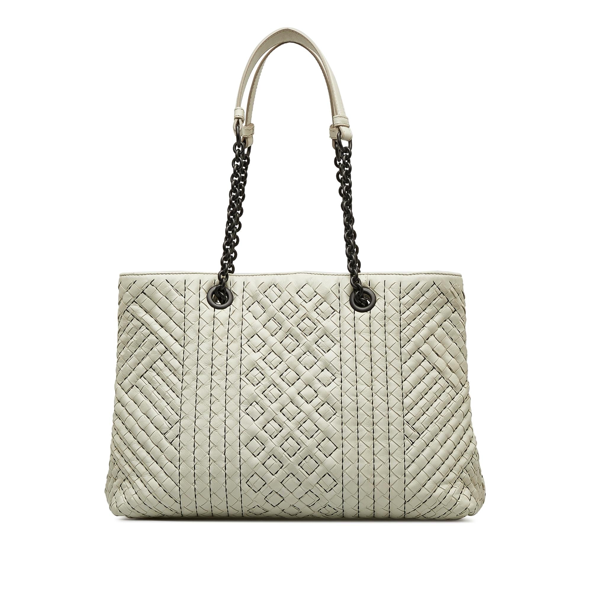 Bottega Veneta Medium Intrecciato Stitched Double Chain Tote (SHG-lAoFji)