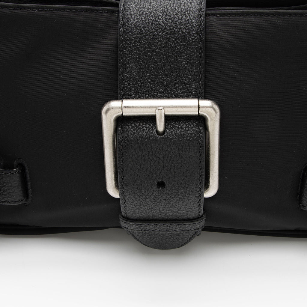 Bottega Veneta Nylon Calfskin Buckle Mini Shoulder Bag (SHF-uylolI)