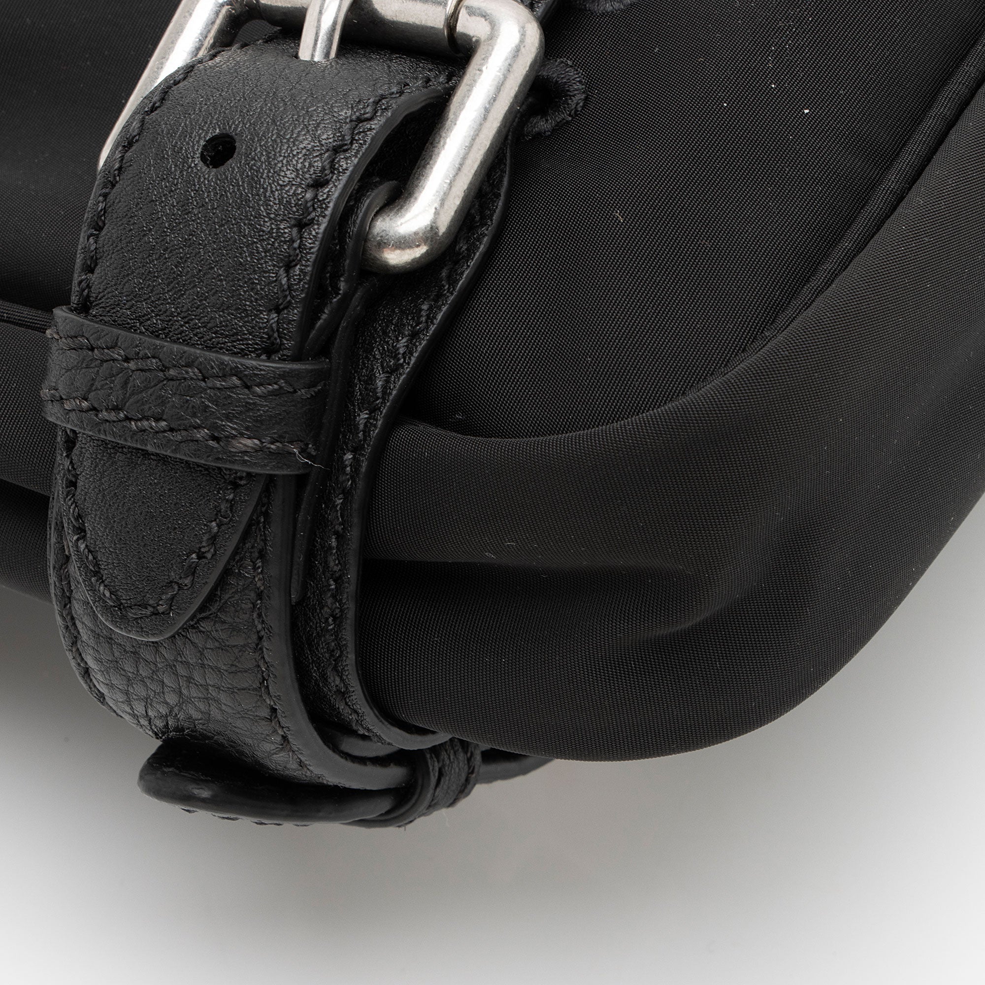 Bottega Veneta Nylon Calfskin Buckle Mini Shoulder Bag (SHF-uylolI)