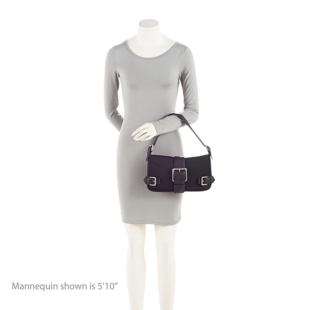 Bottega Veneta Nylon Calfskin Buckle Mini Shoulder Bag (SHF-uylolI)