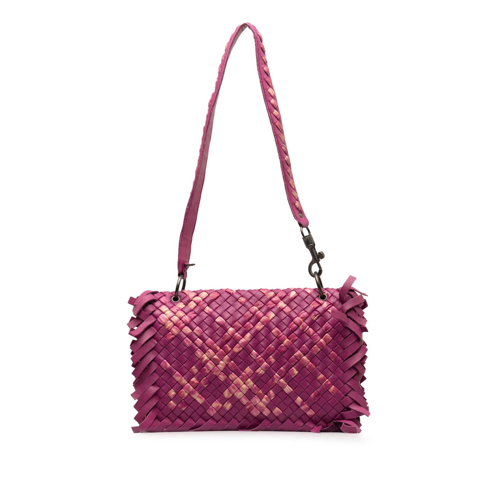 Bottega Veneta Paille Sfrangiato Aquatre Intrecciato Fringe Shoulder Bag (SHG-KXf7nX)