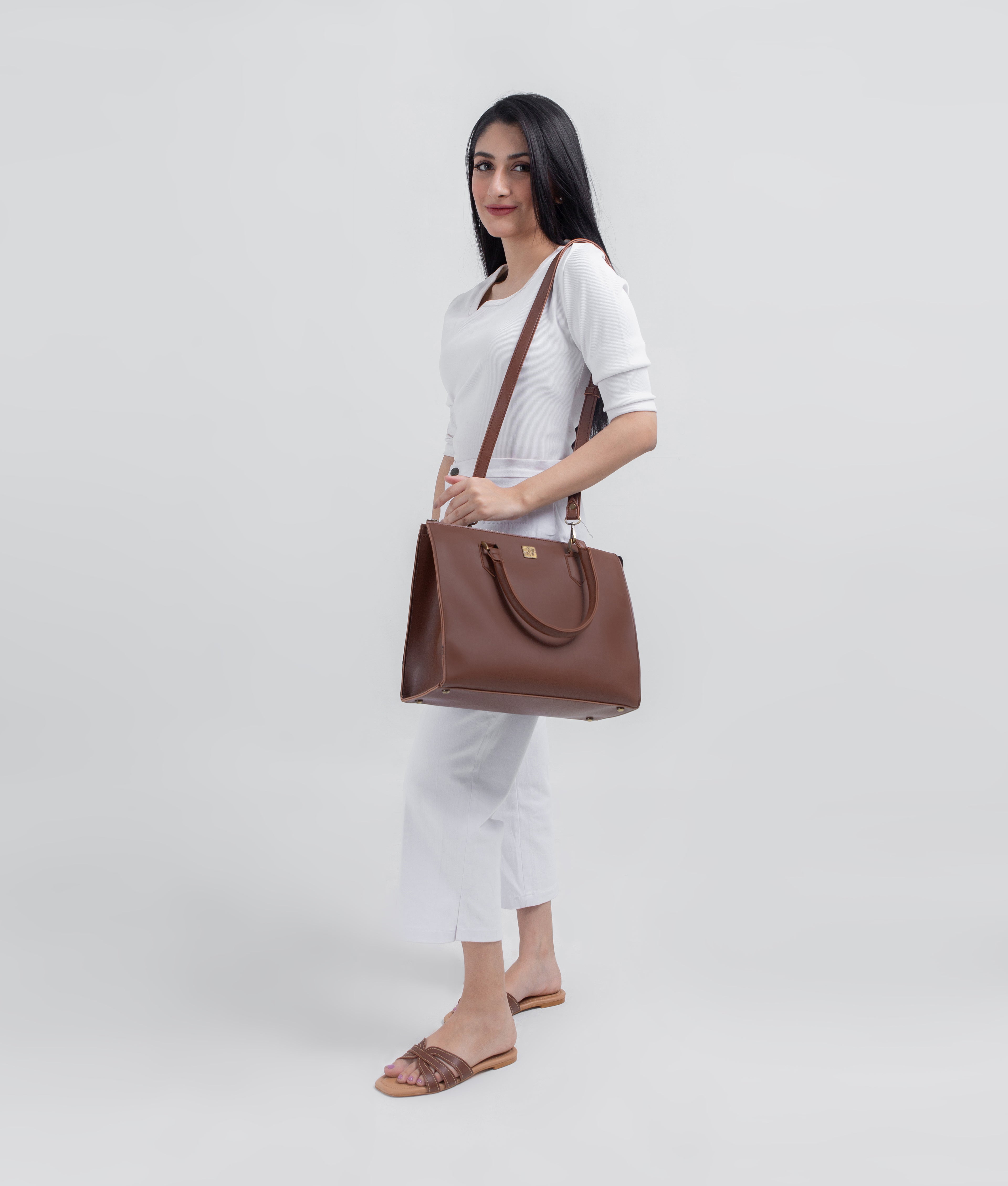 Brown workplace handbag