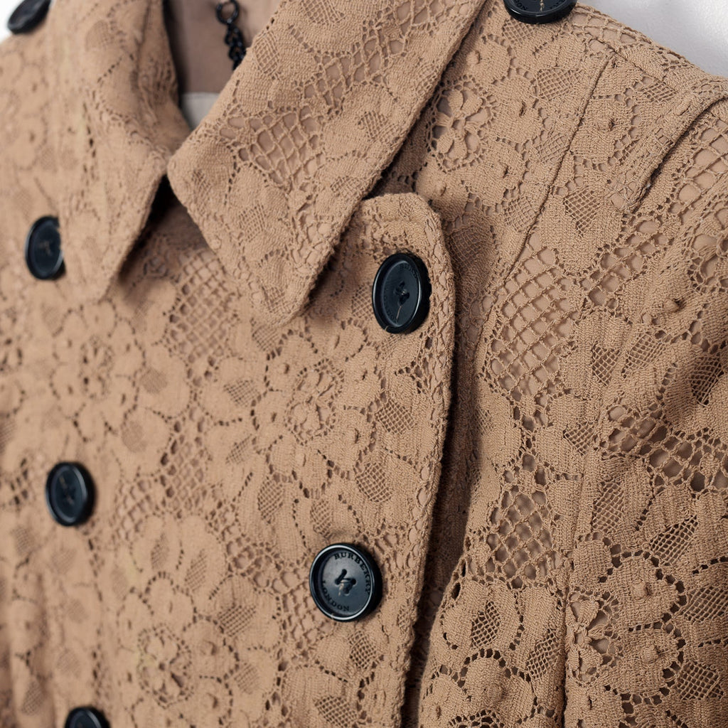 Camel Lace Belted Trench Coat