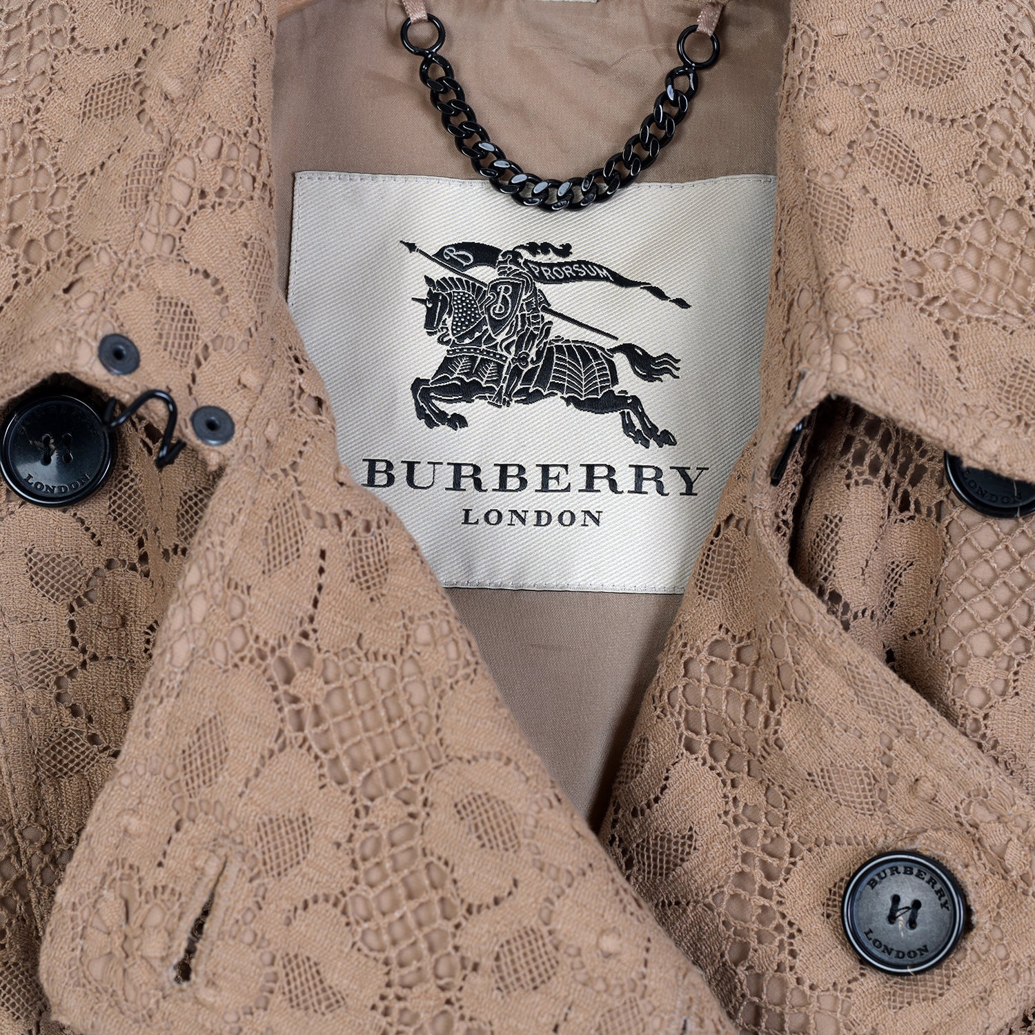Camel Lace Belted Trench Coat