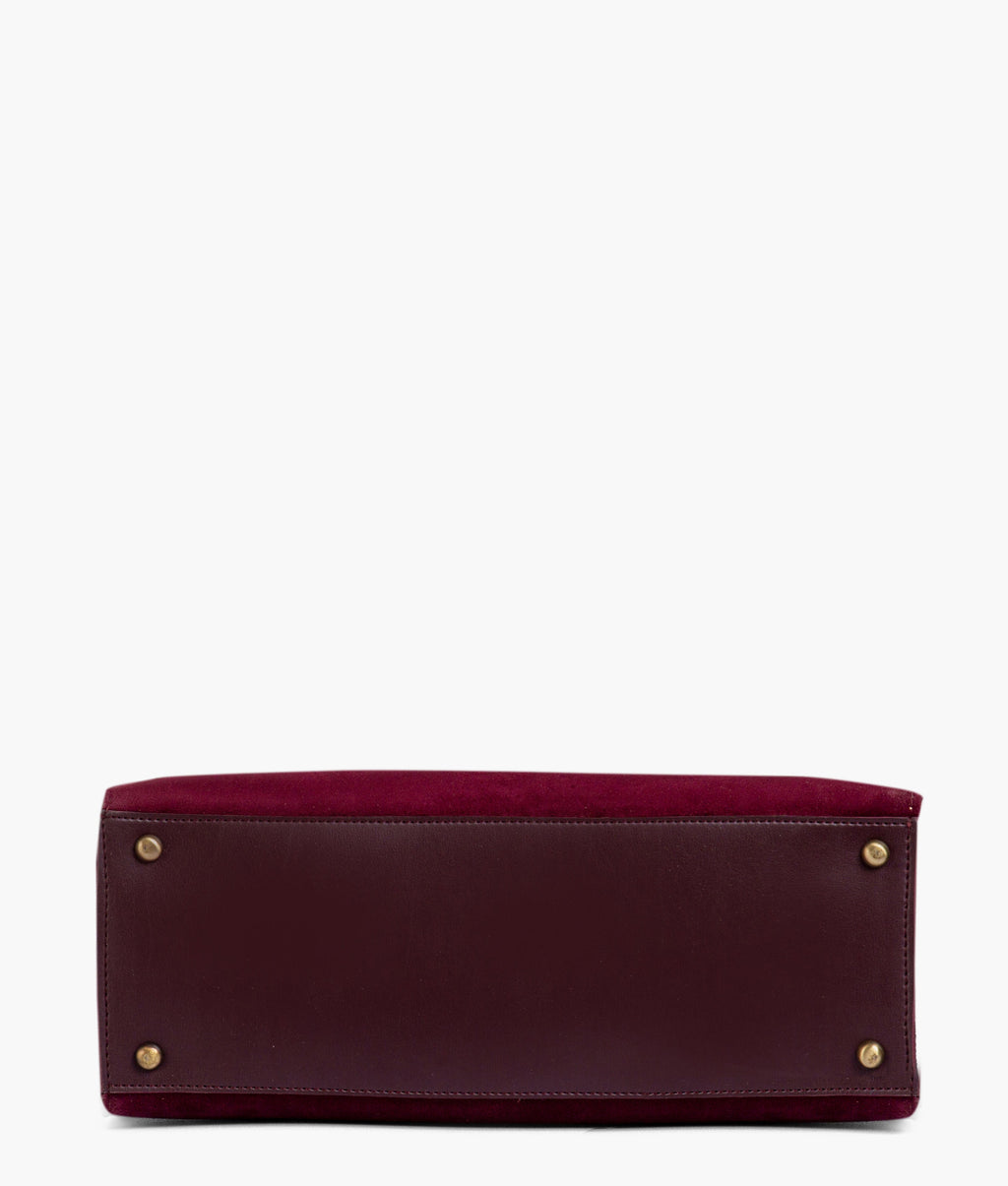 Burgundy suede workplace handbag