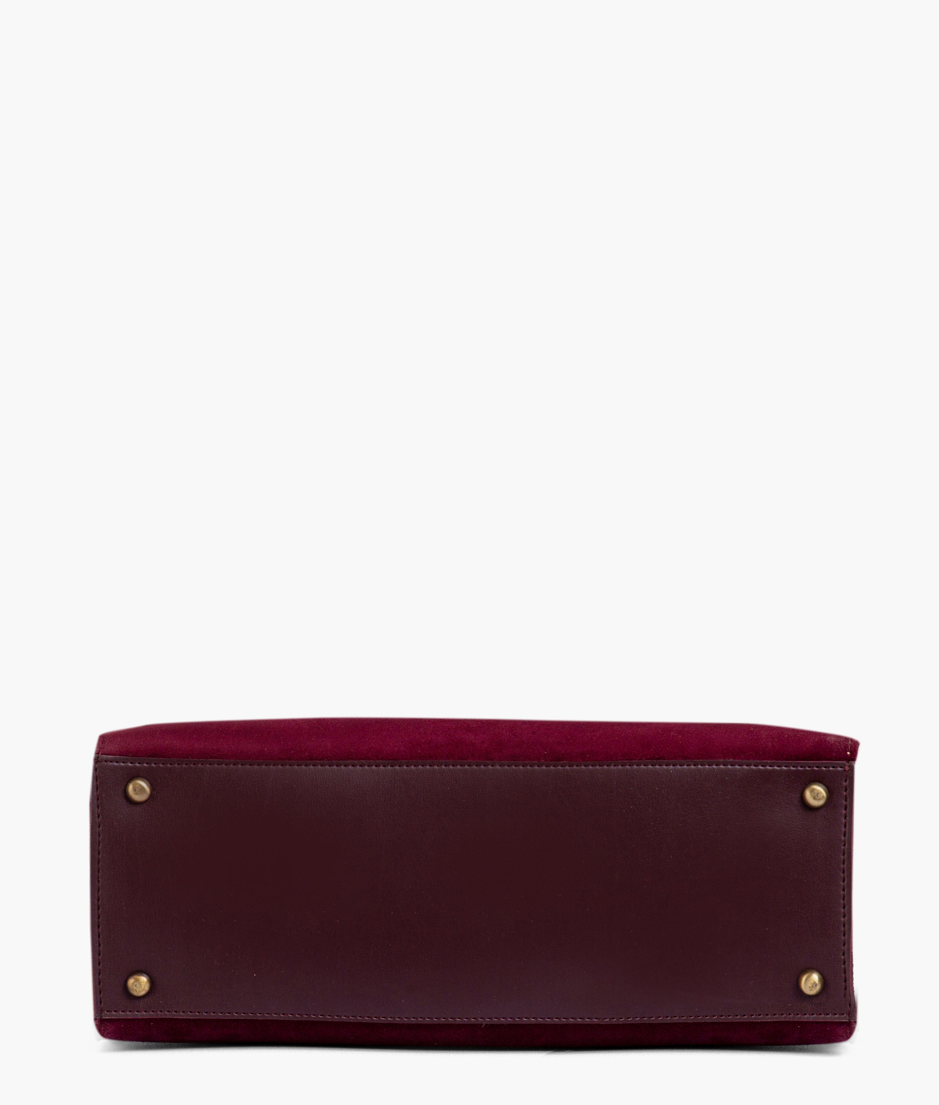 Burgundy suede workplace handbag