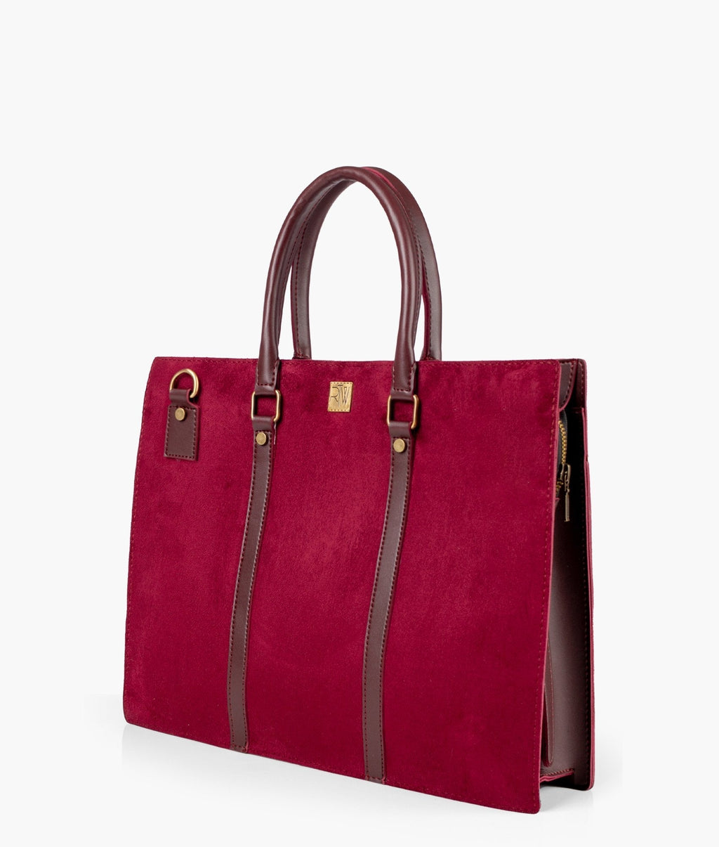 Burgundy suede laptop bag