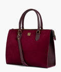 Burgundy suede workplace handbag