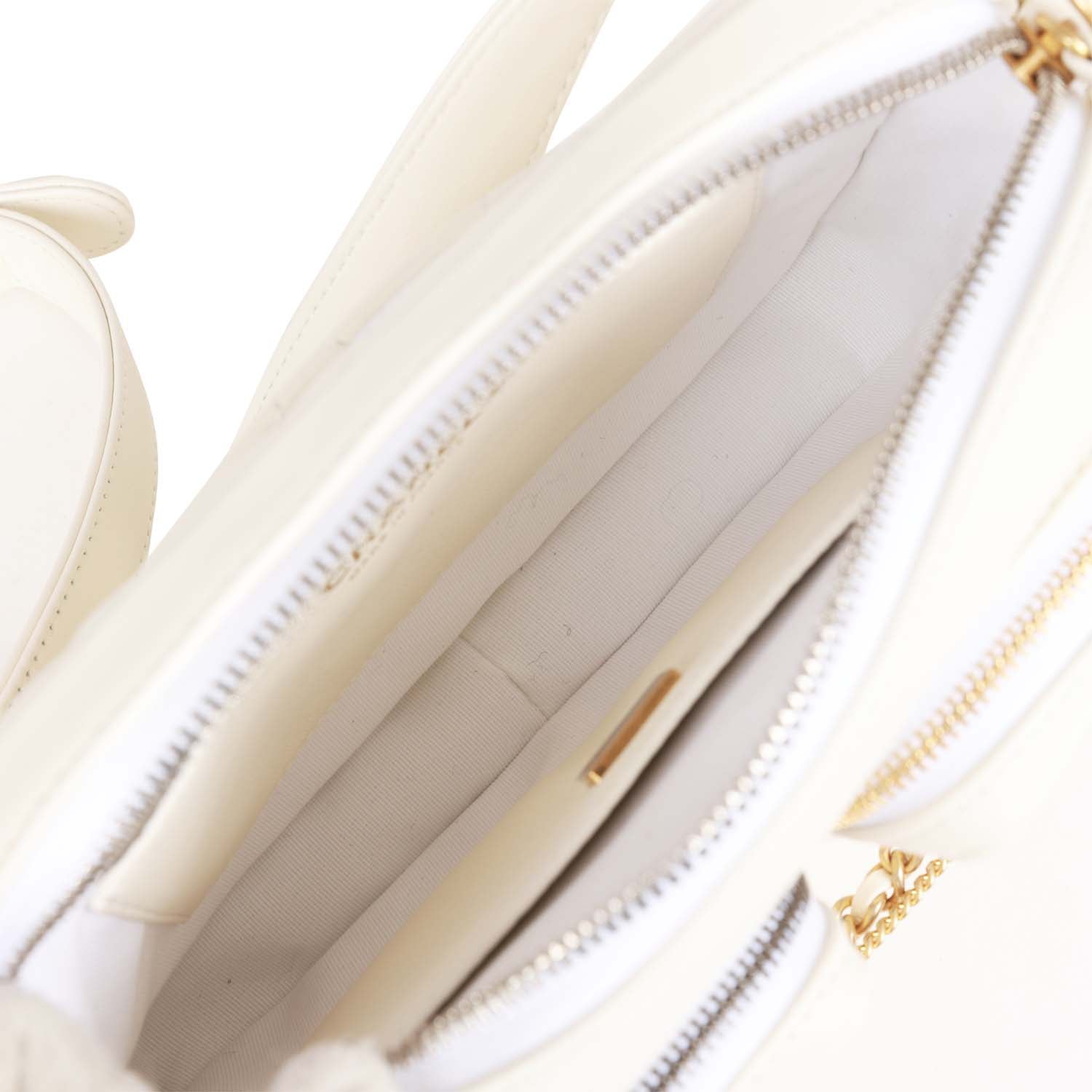 Chanel Small Camera Bag White Calfskin Mixed Metal Hardware