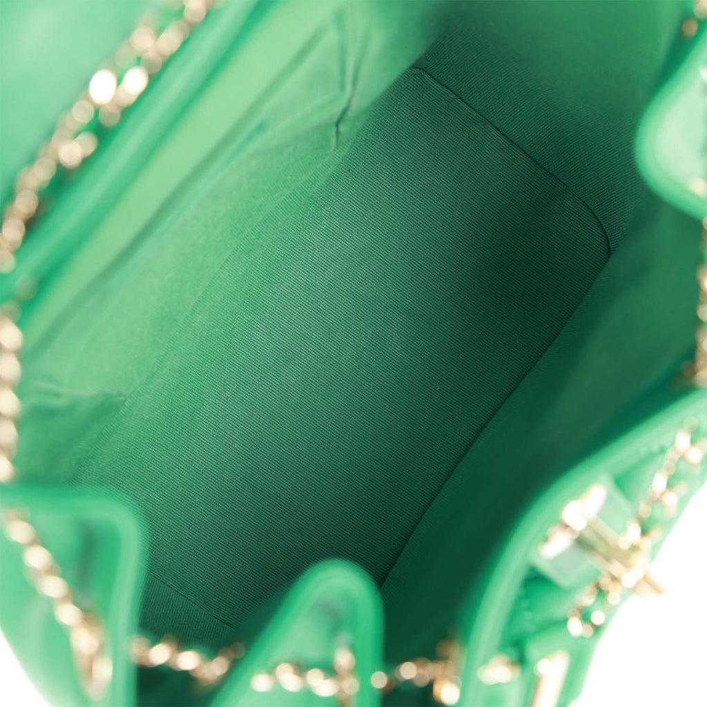 Chanel Small Duma Backpack Green Lambskin Light Gold Hardware