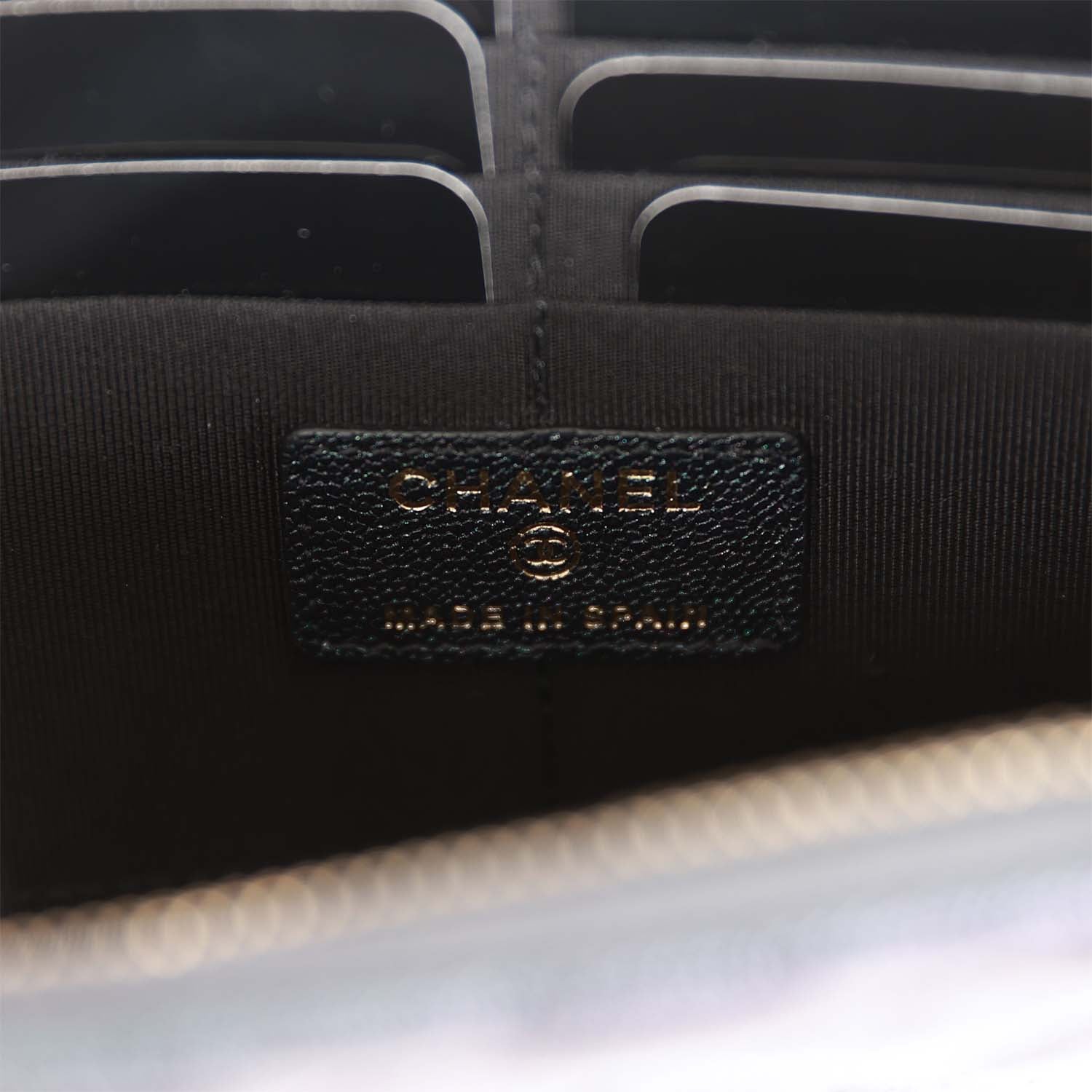 Chanel Classic Pouch with Handle Black Iridescent Caviar Gold Hardware