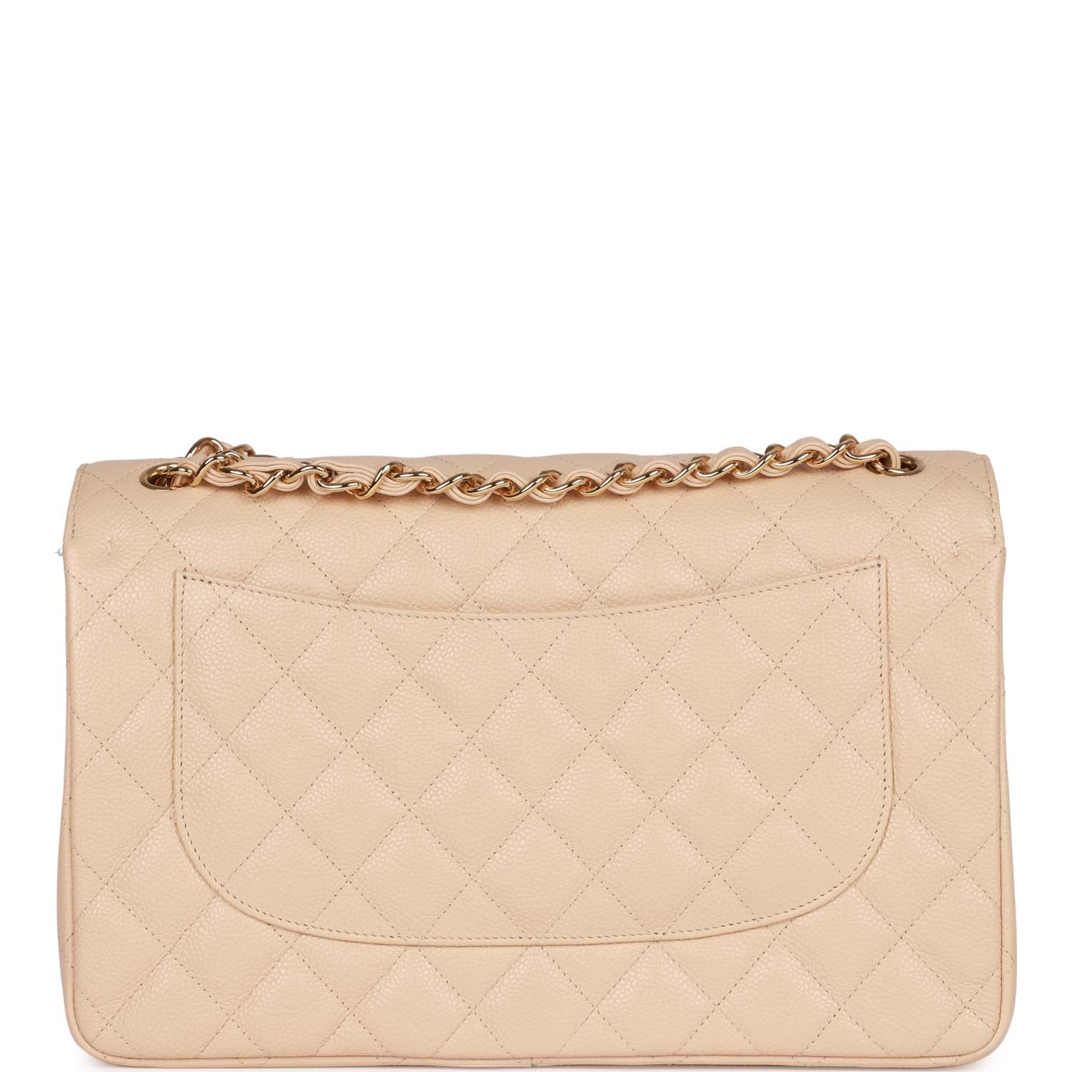 Chanel Jumbo Classic Double Flap Bag Beige Caviar Gold Hardware