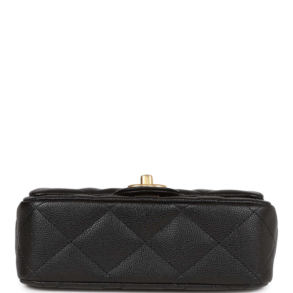 Chanel Sweetheart Crush Mini Rectangular Flap Bag Black Caviar Antique Gold Hardware