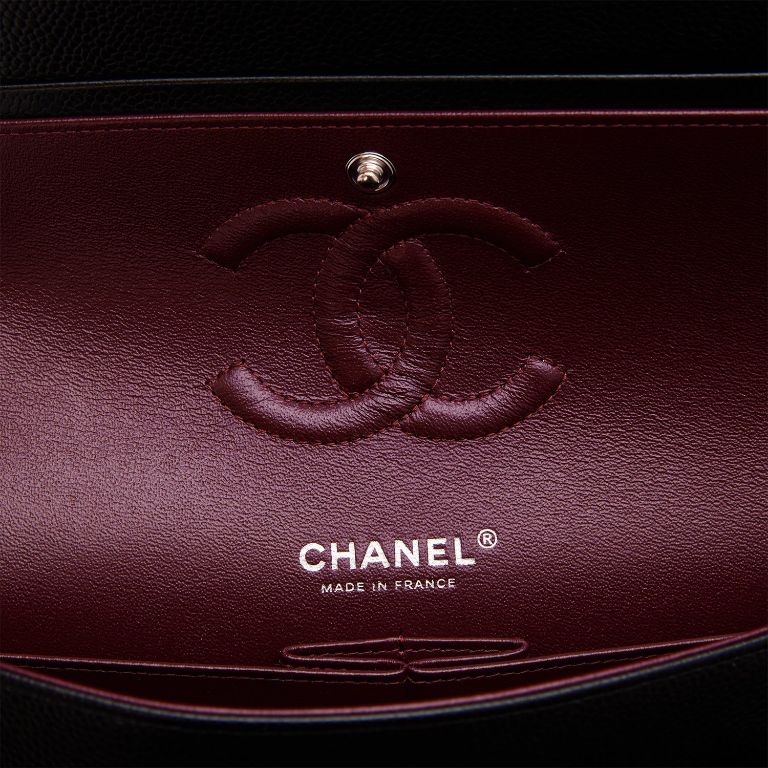 Chanel Medium Classic Double Flap Bag Black Quilted Caviar Silver Hardware