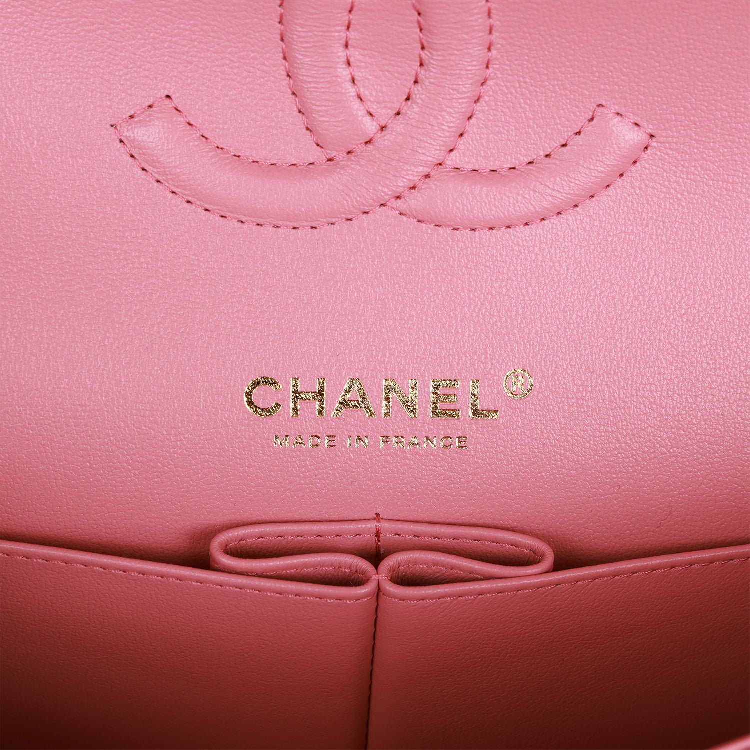 Chanel Medium Classic Double Flap Bag Dark Pink Caviar Light Gold Hardware