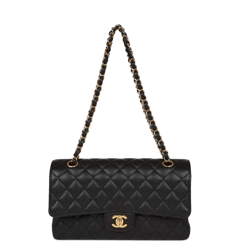 Chanel Medium Classic Double Flap Bag Black Caviar Gold Hardware