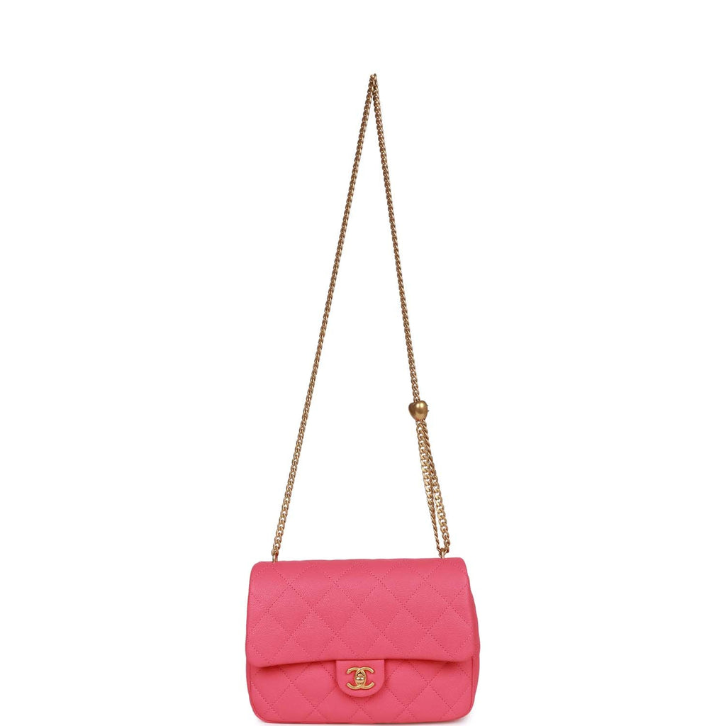 Chanel Medium Sweetheart Crush Flap Bag Pink Caviar Antique Gold Hardware