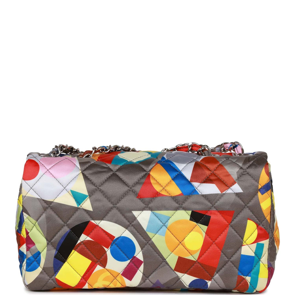 Pre-owned Chanel Medium Flap Bag Coco Color Multicolor Nylon Silver Hardware
