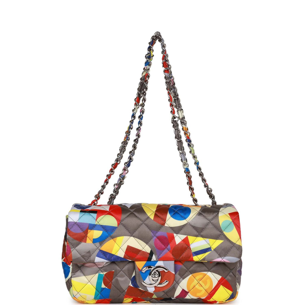 Pre-owned Chanel Medium Flap Bag Coco Color Multicolor Nylon Silver Hardware