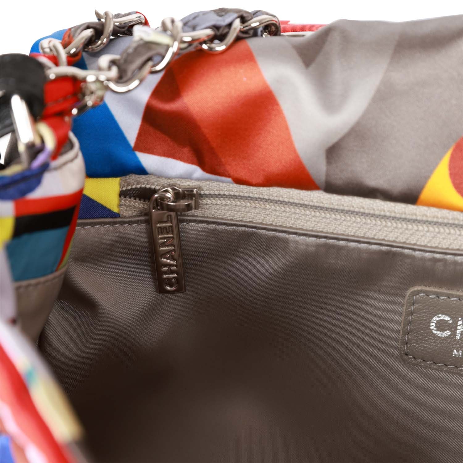 Pre-owned Chanel Medium Flap Bag Coco Color Multicolor Nylon Silver Hardware