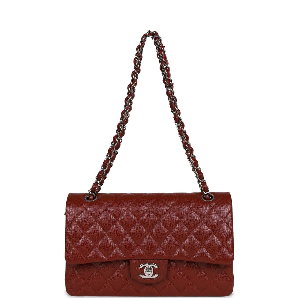 Chanel Medium Classic Double Flap Bag Burgundy Caviar Silver Hardware