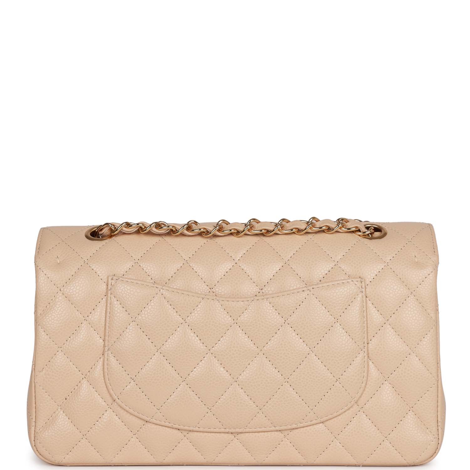Chanel Medium Classic Double Flap Bag Beige Caviar Gold Hardware
