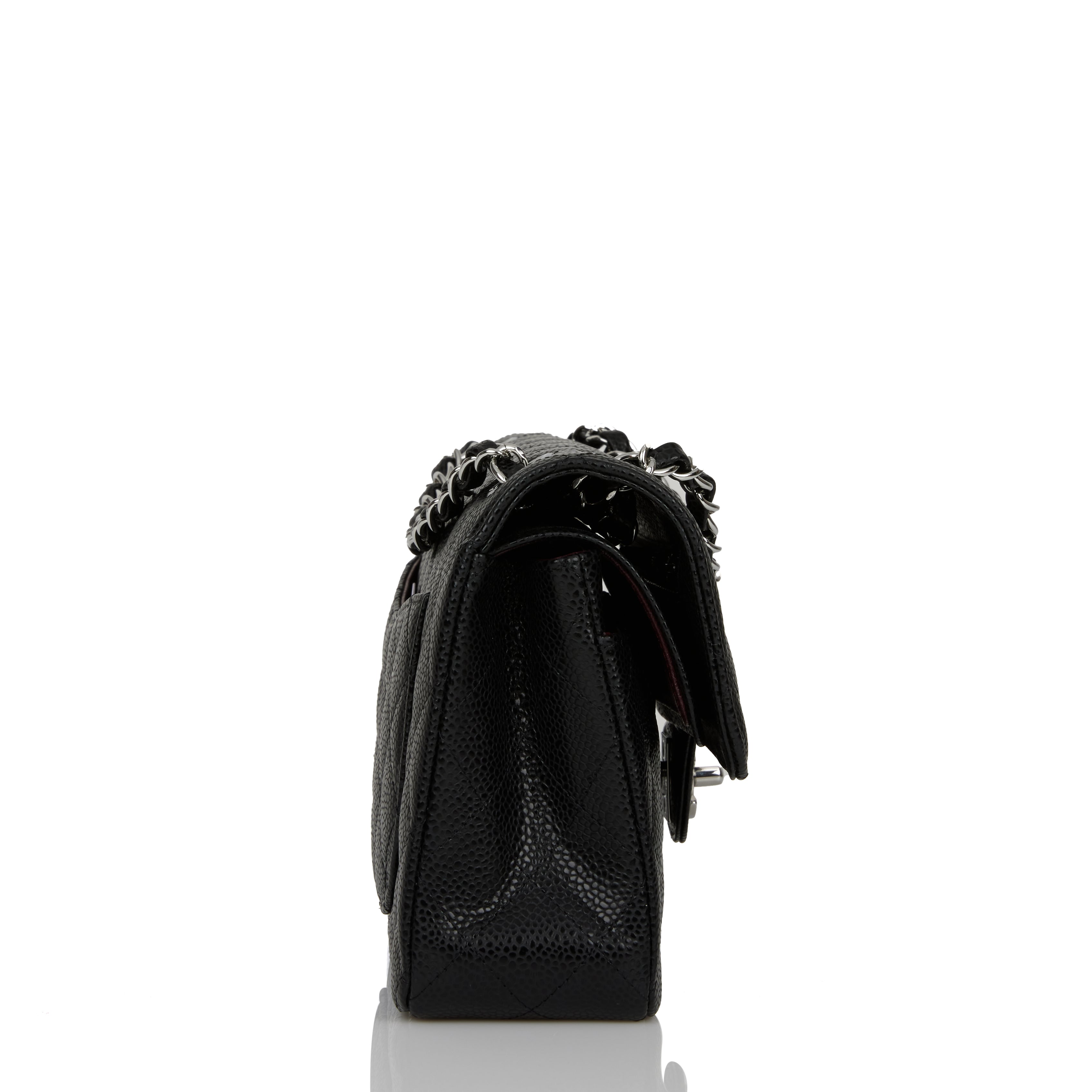 Chanel Small Classic Double Flap Black Caviar Silver Hardware