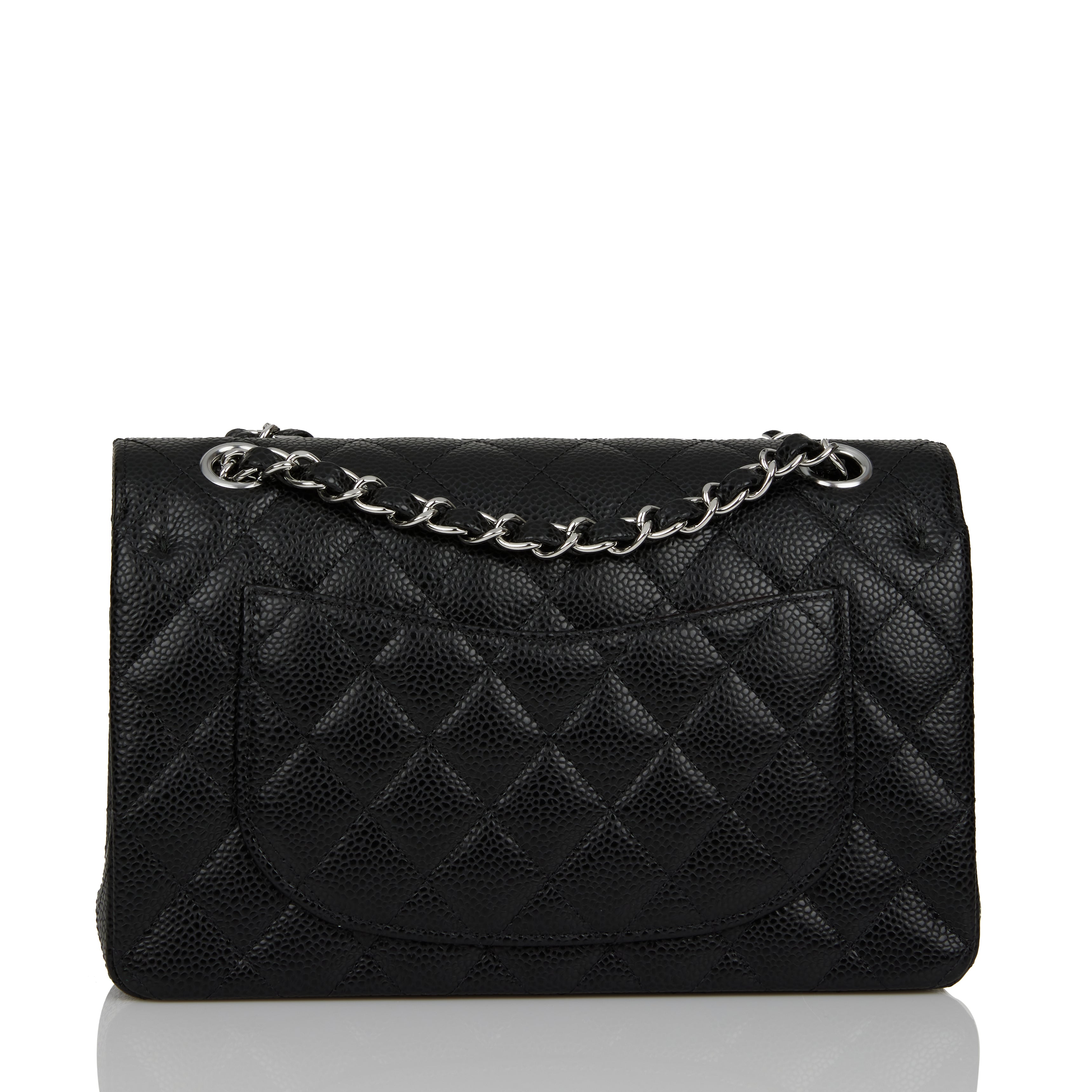 Chanel Small Classic Double Flap Black Caviar Silver Hardware