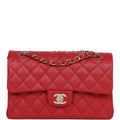 Chanel Small Classic Double Flap Dark Pink Caviar Light Gold Hardware