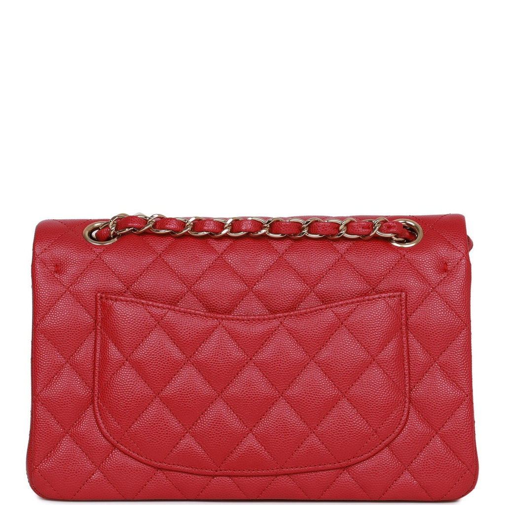 Chanel Small Classic Double Flap Dark Pink Caviar Light Gold Hardware