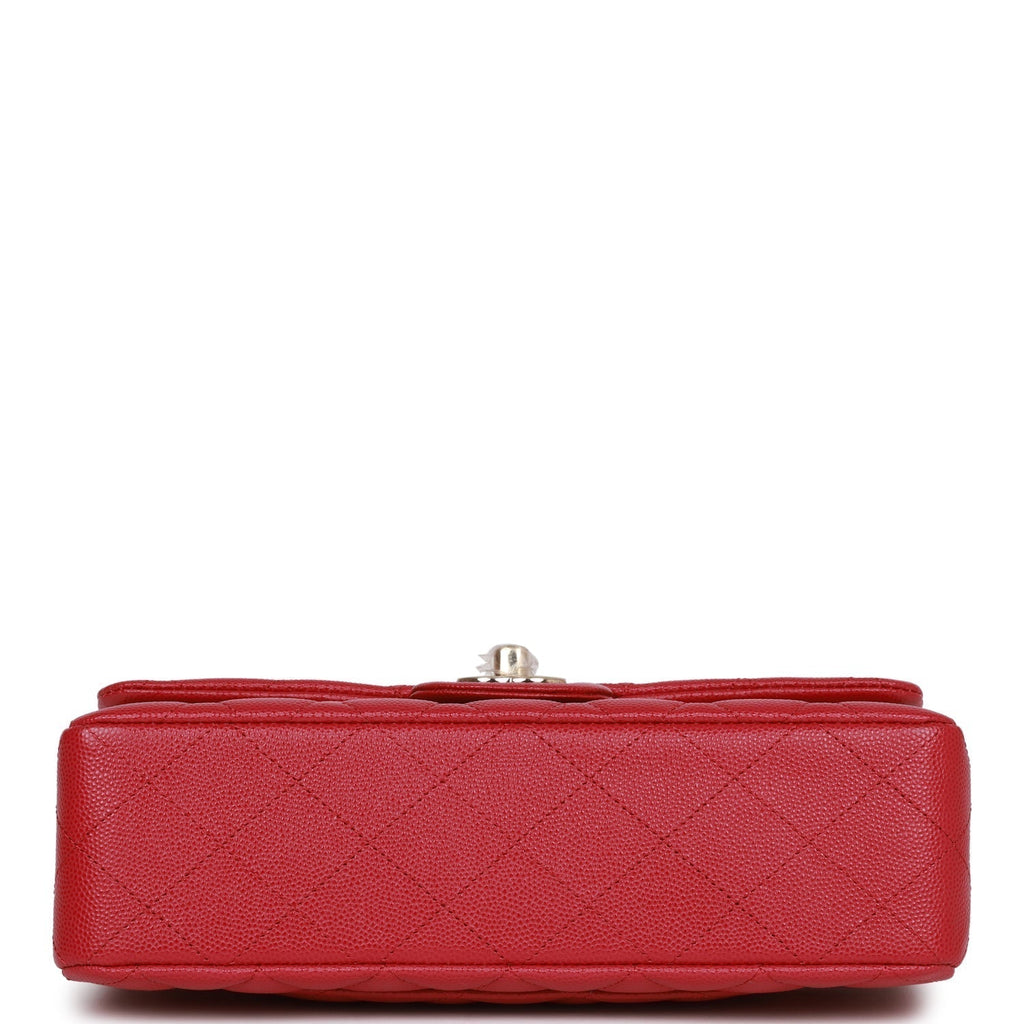 Chanel Small Classic Double Flap Dark Pink Caviar Light Gold Hardware