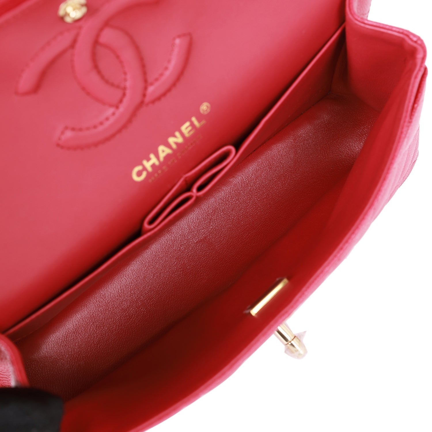Chanel Small Classic Double Flap Dark Pink Caviar Light Gold Hardware