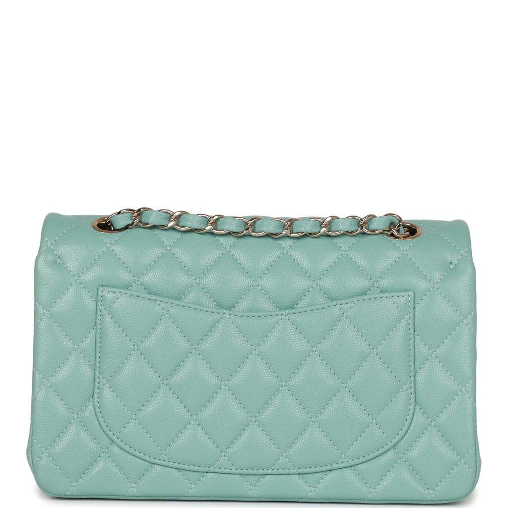 Chanel Small Classic Double Flap Bag Tiffany Blue Caviar Light Gold Hardware