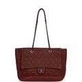 Pre-owned Chanel Large Duo Tote Bag Burgundy Calfskin Ruthenium Hardware
