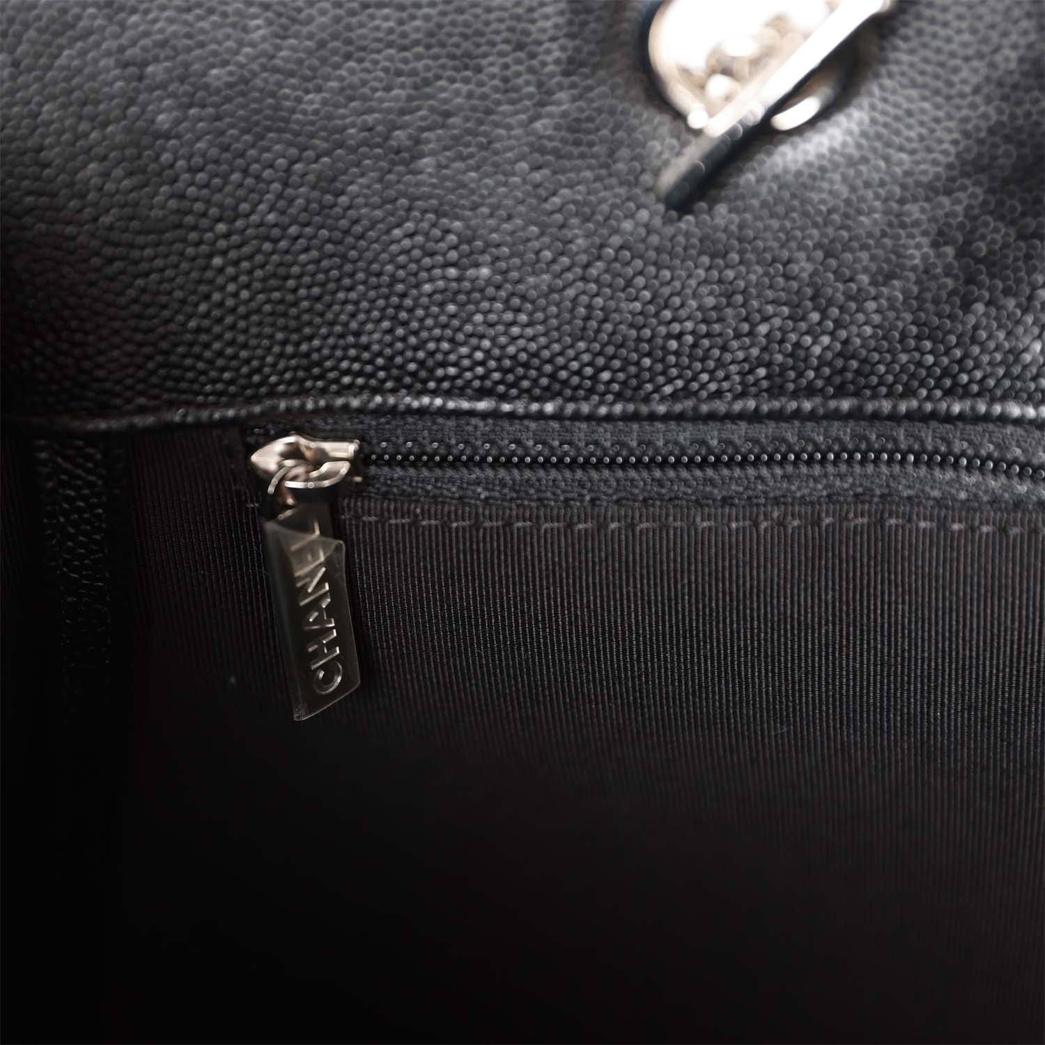 Chanel Timeless Tote Bag Black Caviar Silver Hardware