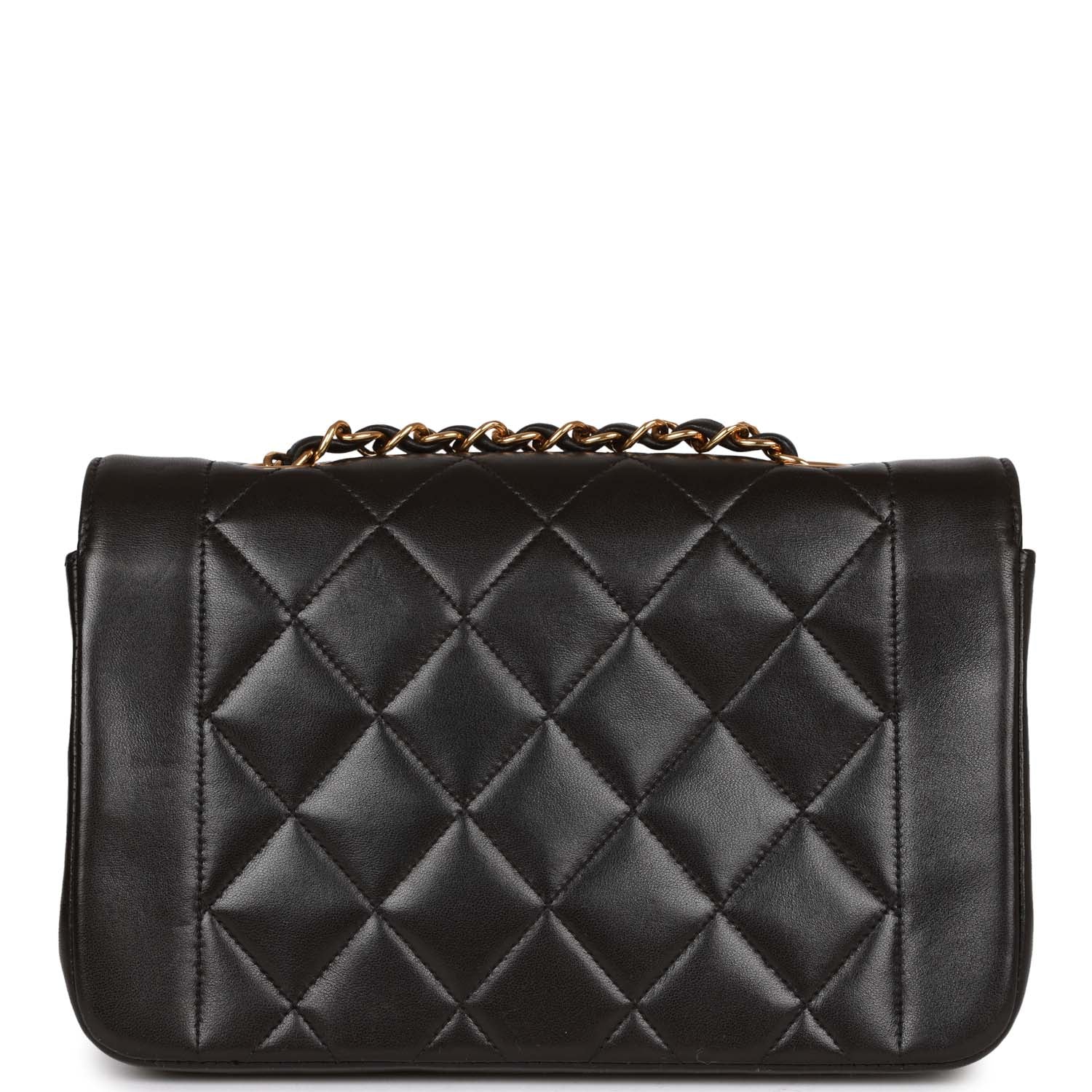 Vintage Chanel Small Diana Flap Bag Black Lambskin Gold Hardware