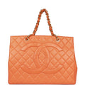 Vintage Chanel Grand CC Timeless Tote Bag Orange Caviar Gold Hardware