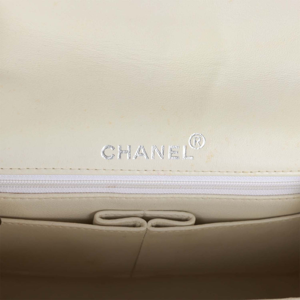 Vintage Chanel Classic Mini Flap Bag Pink Tweed Silver Hardware