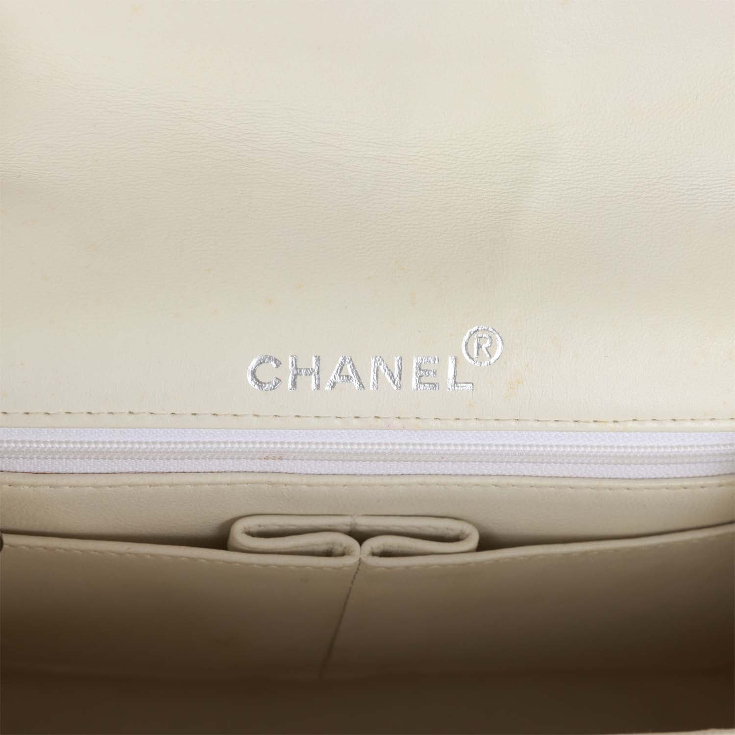 Vintage Chanel Classic Mini Flap Bag Pink Tweed Silver Hardware