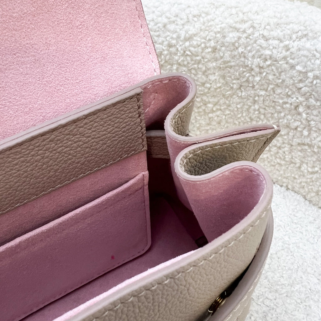 Lv Lockme Ever Mini in Greige Grained Calfkin and LGHW