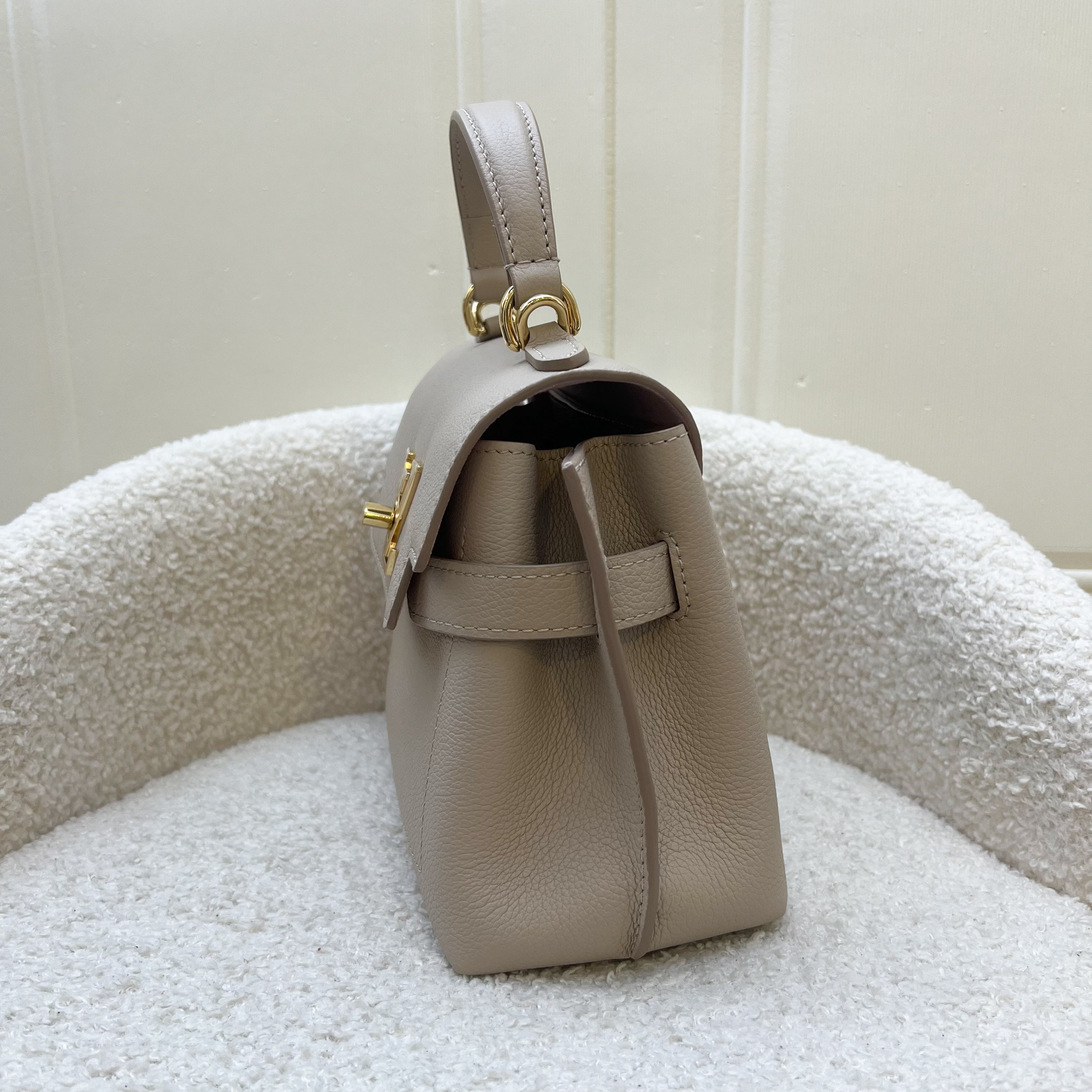 Lv Lockme Ever Mini in Greige Grained Calfkin and LGHW