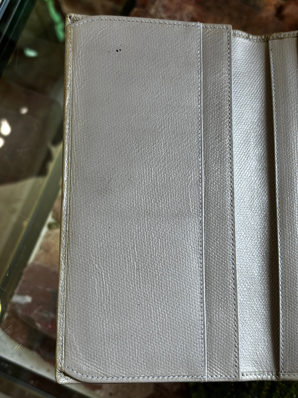 CHANEL Gray Coco Button Wallet