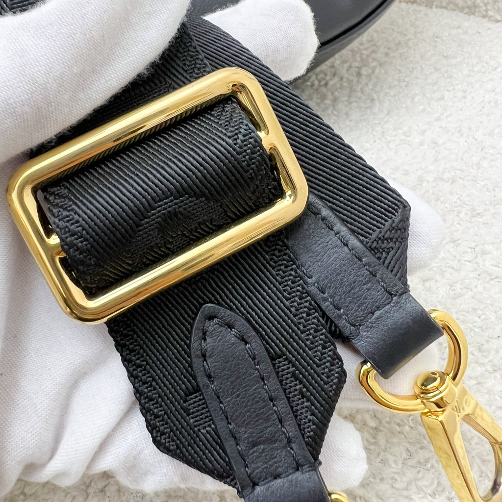 LV Over The Moon Bag in Black Bubblegram Calfskin and GHW with Canvas Strap and Chain Strap