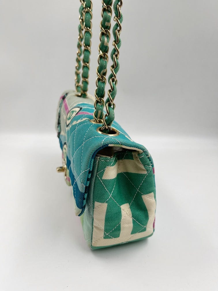 Chanel Eiffel Tower Canvas Flap Bag w 24K Gold Hardware