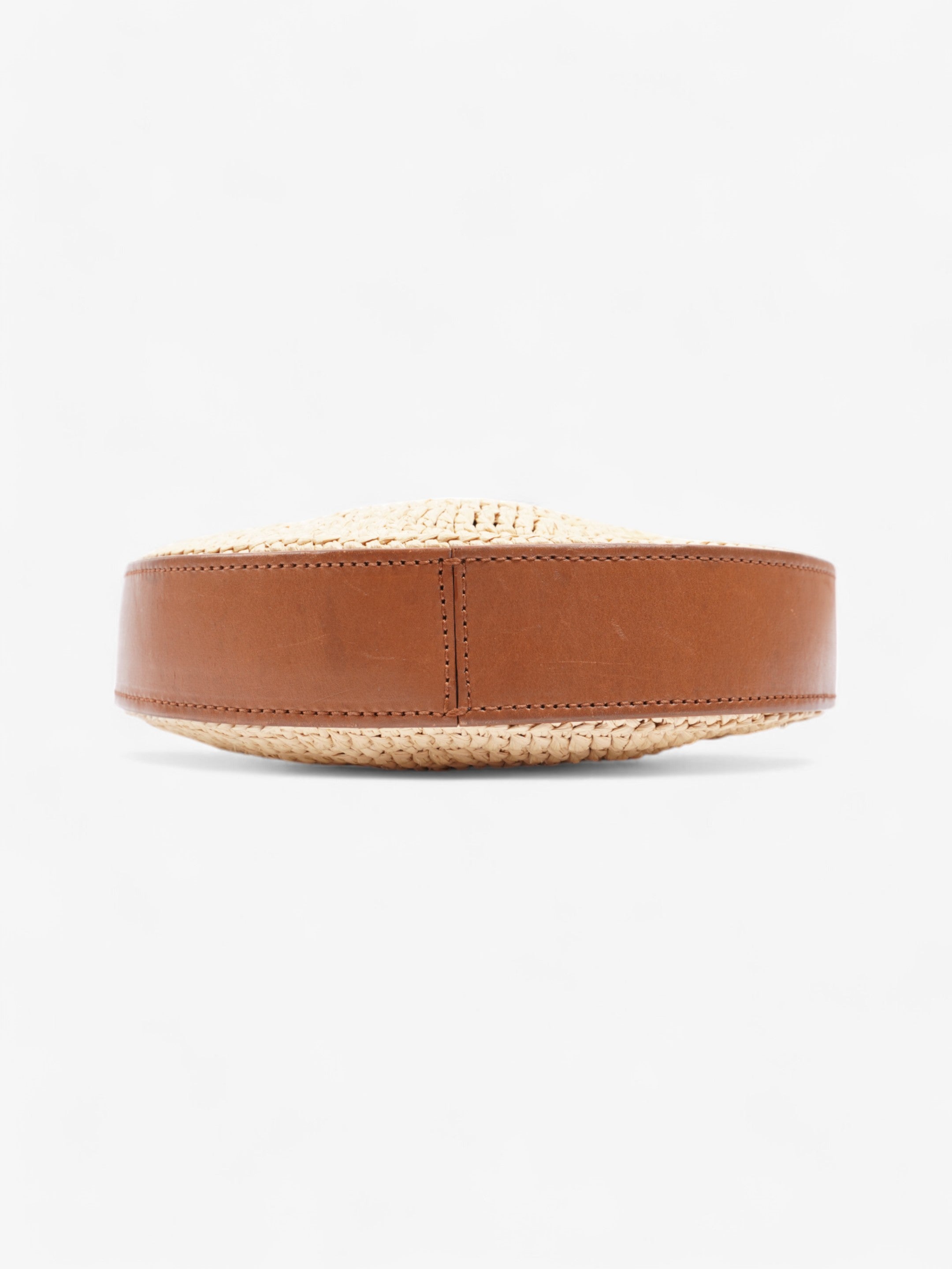 Saint Laurent Raffia Round Crossbody Bag Brown / Straw  Straw, Leather